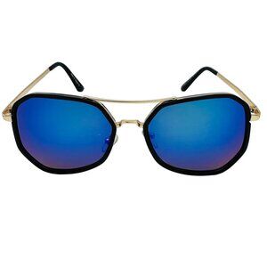 7041 | Blue/Green Mirror Hexagon Sunglasses